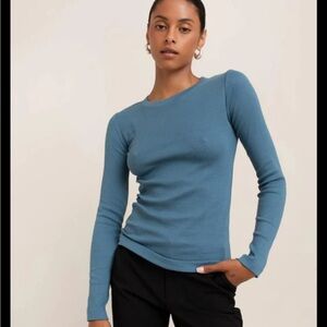 Victoria's Secret Fitted Blue Long Sleeve Tee